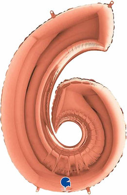 Balloon Foil Jumbo Number 6 Rose Gold 6 100cm Pink Gold