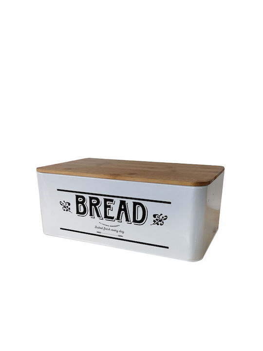 Gusto Casa Metallic Bread Box with Lid White 33x18x12cm