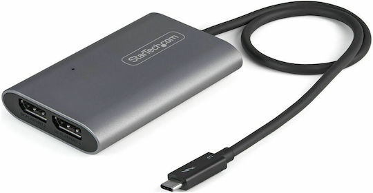 StarTech Μετατροπέας Thunderbolt male σε DisplayPort 2x female Γκρι 1τμχ TB32DP14