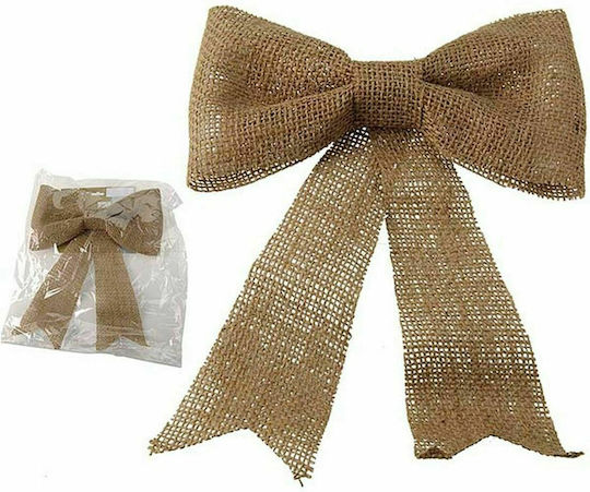 JK Home Decoration Christmas Fabric Figure Bow Brown Height 29cm