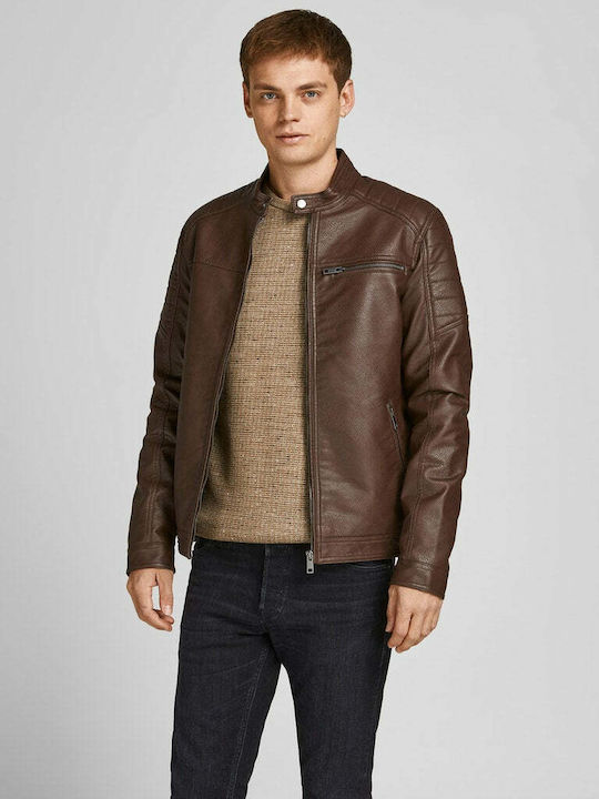 Winter Faux Leather Jacket Biker Chocolate Fondant