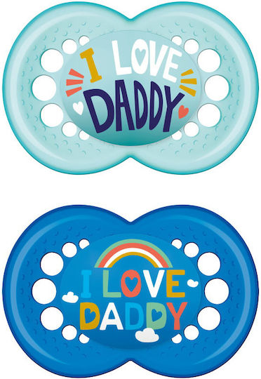 Mam Orthodontic Pacifiers Silicone I Love Daddy - Blue-Turquoise for 16+ months 2pcs