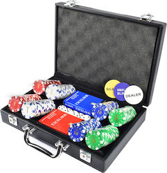 Βαλίτσα από Δερματίνη με 200 Μάρκες Πόκερ Club & 2 Τράπουλες Πλαστικές Dal Negro
