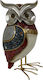 Karvounis Decorative Owl Polyresin in Ecru - Red 8.5x8x15.5cm 1pcs