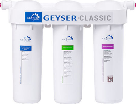 Geyser Classic Universal Συσκευή Φίλτρου Νερού Κάτω Πάγκου Τριπλή 1/4'' με Ανταλλακτικό Φίλτρο Geyser Carbon 0.4μm, Geyser Aragon Ag 0.1μm,Geyser Sediment 5μm 0.4μm