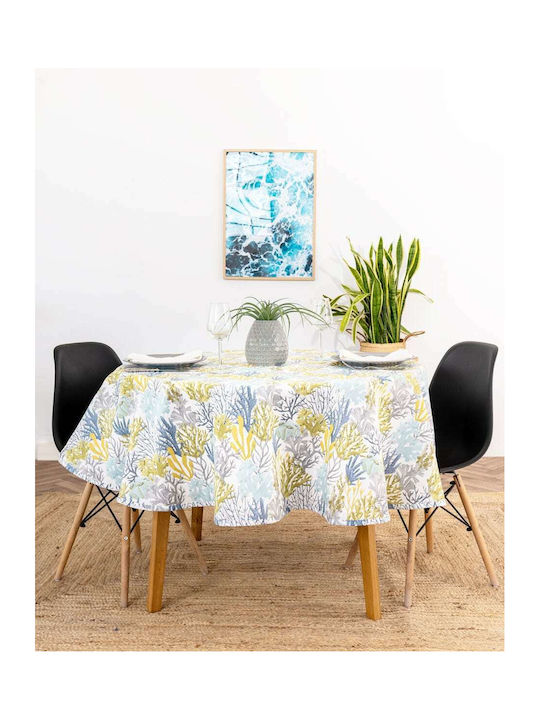 Pennie Sealife Cotton & Polyester Rotunda Tablecloth Άκουα 130cm