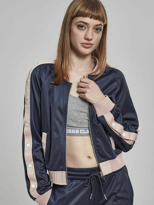 Women's Short Bomber Jacket for Winter Navy Blue