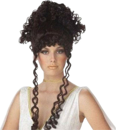 Ancient Greek Woman Carnival Wig Curly Brunette