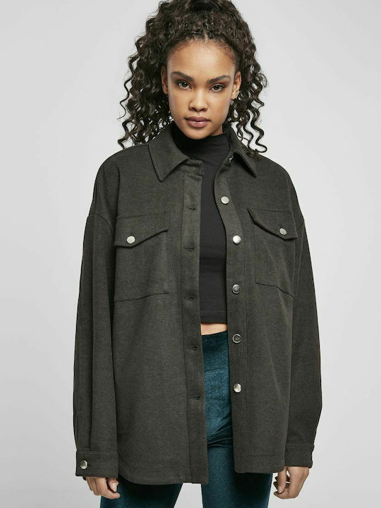 Urban Classics TB3779 Women's Charcoal Overshir...