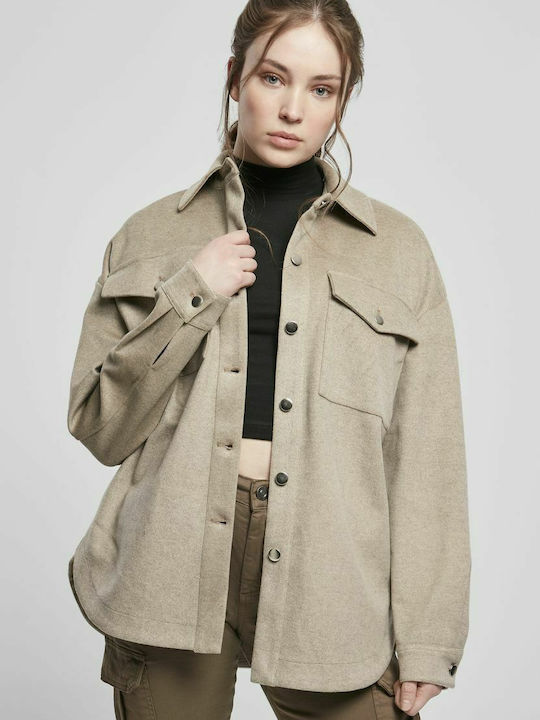 Women's Light Taupe Overshirt Oversized