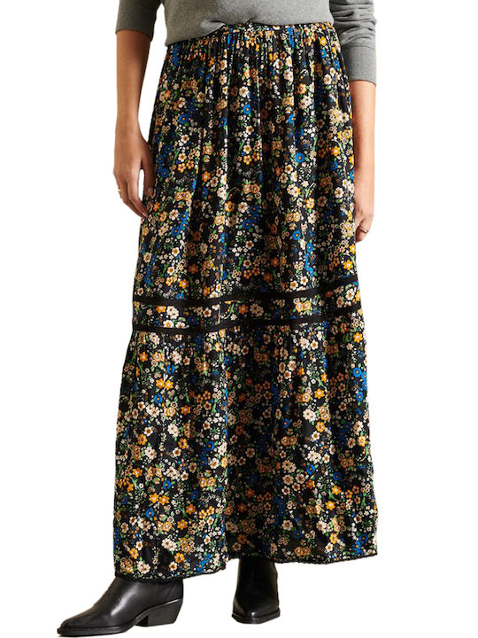 Superdry High Waist Skirt Floral in Black color
