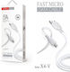 Tranyoo X4-V Regular USB 2.0 to micro USB Cable Λευκό 1.5m (PS-108026)