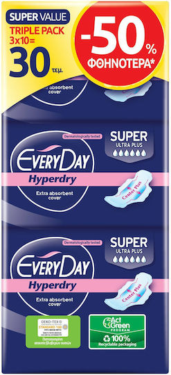 Every Day Hyperdry Super Sanitary Pads with Wings Ultra Plus Triple Pack for Heavy Flow 6 Drops Double Pack 2x15pcs