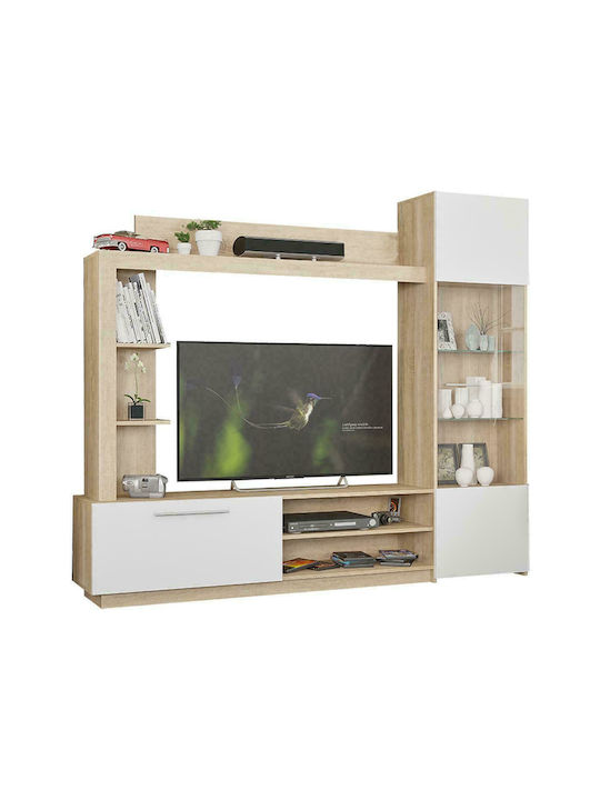 June Living Room TV Unit with Showcase Sonoma / White L204xW35xH177cm