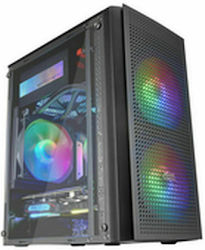 Mars Gaming MC300 Jocuri Middle Tower Cutie de calculator cu iluminare RGB Negru