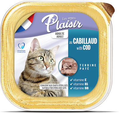 Plaisir Adult Wet Food for Neutered Adult Cat in Tray with Cod 100gr