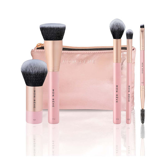 Mon Reve Set with Makeup Brushes made of Synthetic Hair Essential Face & Eyes 5pcs