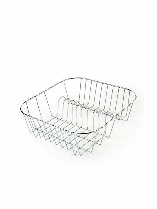 Over Sink Dish Draining Rack Metallic in Silver Color 34.7x34x9.6cm