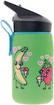 Laken Tutti Fruti Sticlă pentru Copii Plastic cu Pai Roz 450ml