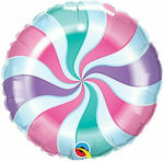 Balloon Foil Round Multicolour Candy Lollypop Pastel Swirl 46cm