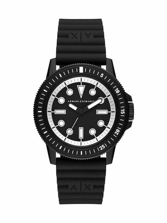 Armani Exchange Leonardo Ceas Barbati 42mm Baterie cu Culoare Neagră Cauciuc curea