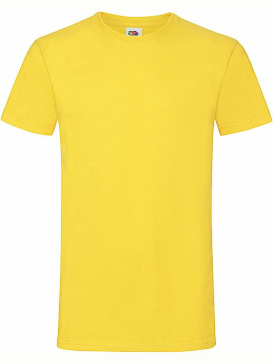 Fruit of the Loom Softspun Ανδρικό Διαφημιστικό T-shirt Κοντομάνικο σε Κίτρινο Χρώμα