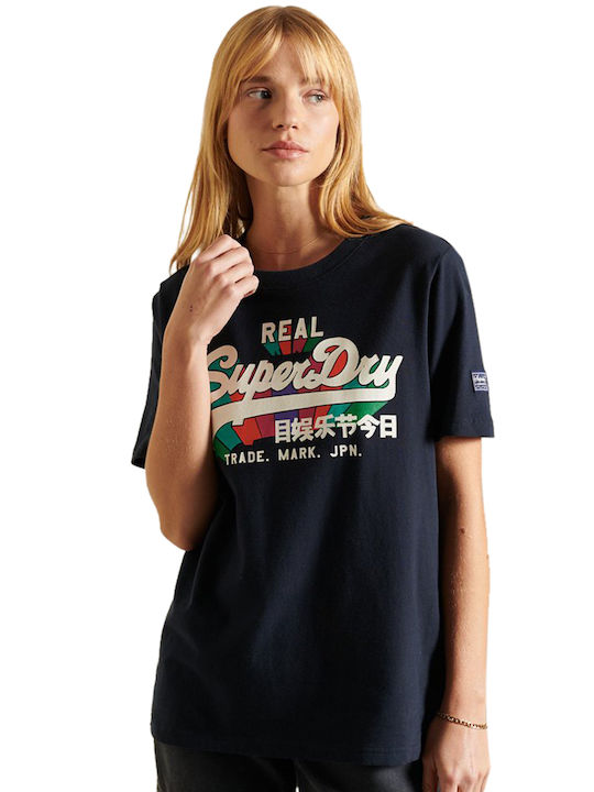 Superdry Γυναικείο T-shirt Navy Μπλε