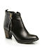Women's Leather Medium Heel Ankle Boots Black