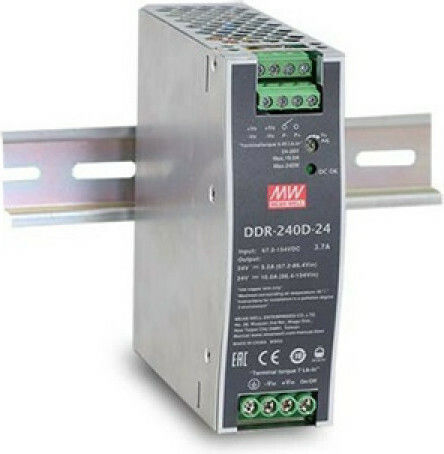Mean Well Τροφοδοτικό Ράγας DDR240B-24 με Έξοδο 24V και Ισχύ 240W 10A