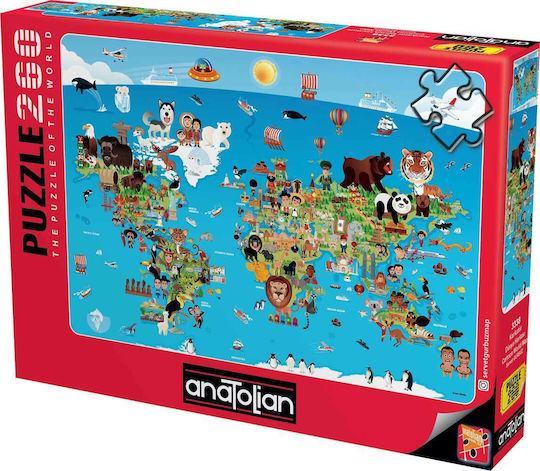 Παιδικό Puzzle Παγκόσμιος Χάρτης με Ζωάκια 260pcs Anatolian