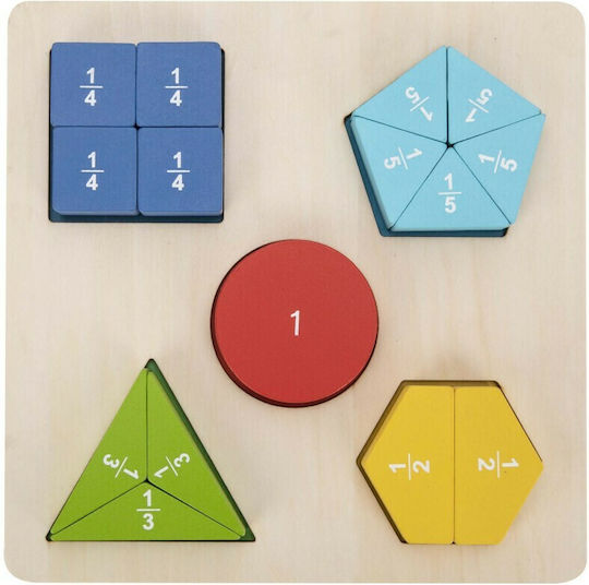 Ξύλινο Παιδικό Puzzle Σφηνώματα Σχήματα και Κλάσματα 15pcs Tooky Toys