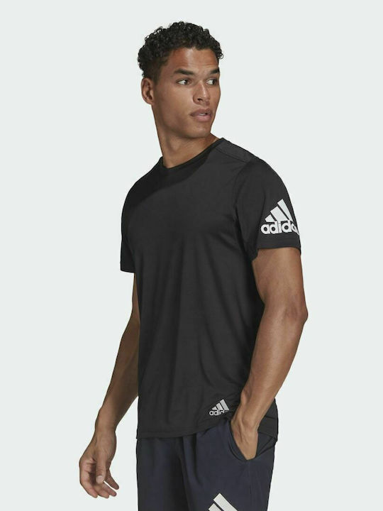 Adidas Run It Αθλητικό Ανδρικό T-shirt Μαύρο με Λογότυπο
