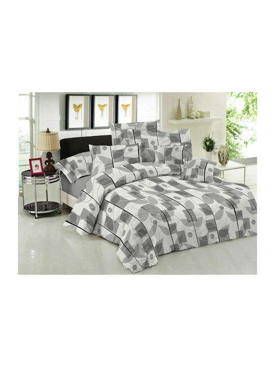 Le Blanc Quilt Set Single 160x240cm Leaves Grey 2pcs