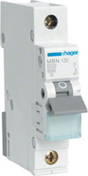 Hager 1-Pole Automatic Circuit Breaker 32A MBN132