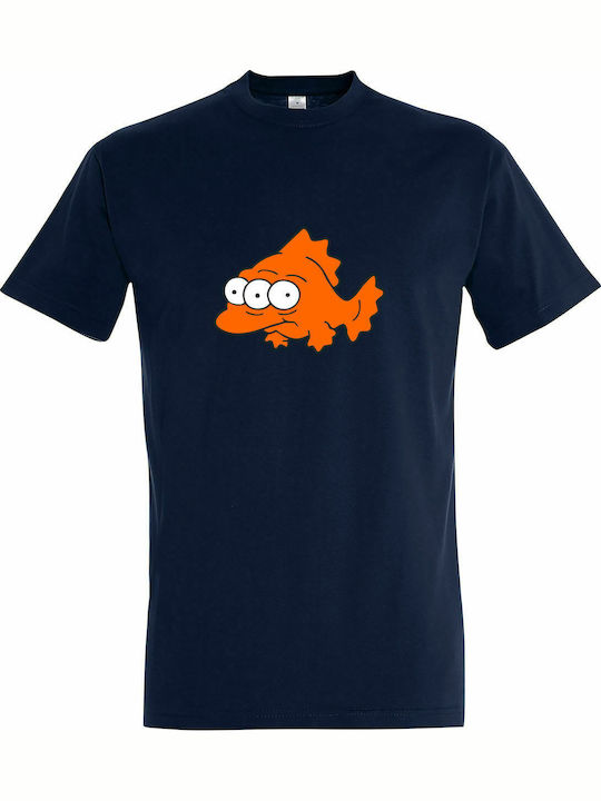 T-shirt Unisex " Blinky, The Three Eyed Fish, The Simpons ", French navy