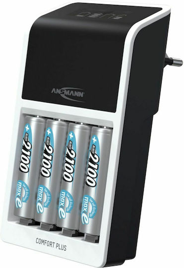 Ansmann Charger 4 Batteries Ni-MH Size AA/AAA/9V Set with 4x AA 2100mAh