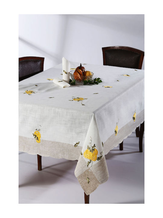 Silk Fashion Tablecloth Linen with Embroidery 3710 Yellow 170x270cm