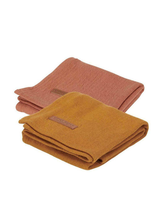 Little Dutch Blanket Nursery Swaddling Blankets Pure Cotton Orange 70x70cm 2pcs