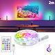 Andowl Ταινία LED Τηλεόρασης USB 5V RGB Φως 2m Τύπου SMD5050 με Τροφοδοτικό & Τηλεχειριστήριο