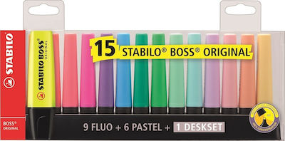 Stabilo Boss Deskset Μαρκαδόροι Υπογράμμισης Πολύχρωμοι 15τμχ