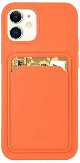 Hurtel Card Case Umschlag Rückseite Silikon mit Kartenhalter Orange (iPhone 12 / 12 Pro)