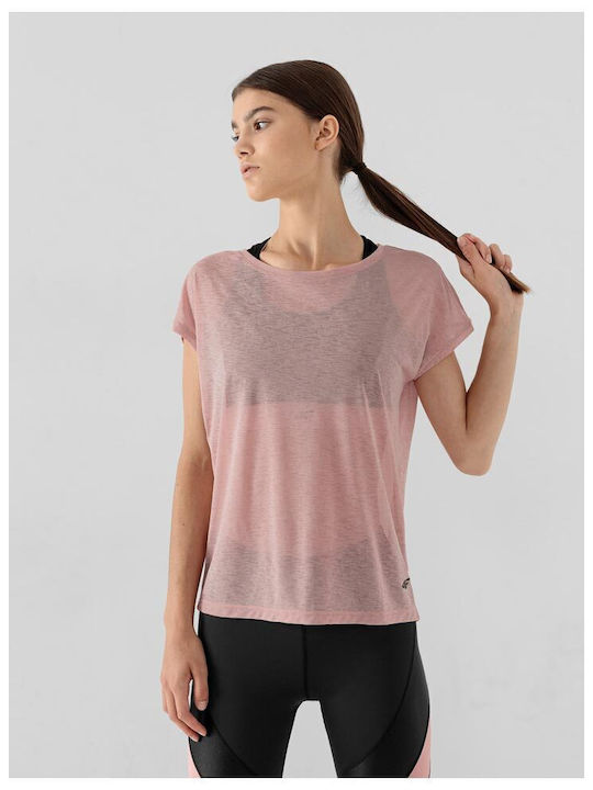 4F Damen Sportlich Bluse Kurzärmelig Rosa