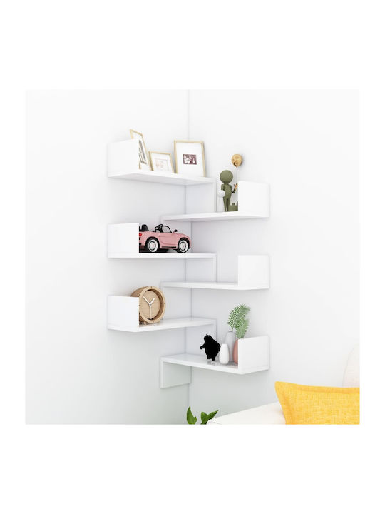 Corner Wall Shelves White 2 Pieces 40x40x50 cm