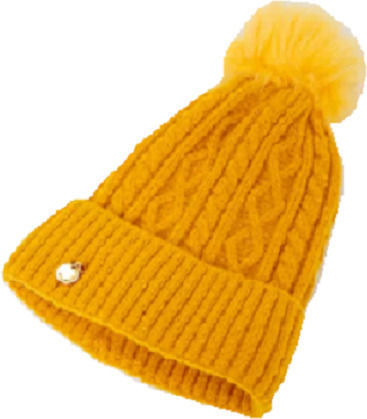 CP-01 Γυναικείος Pom Pom Beanie Σκούφος σε Κίτρινο χρώμα