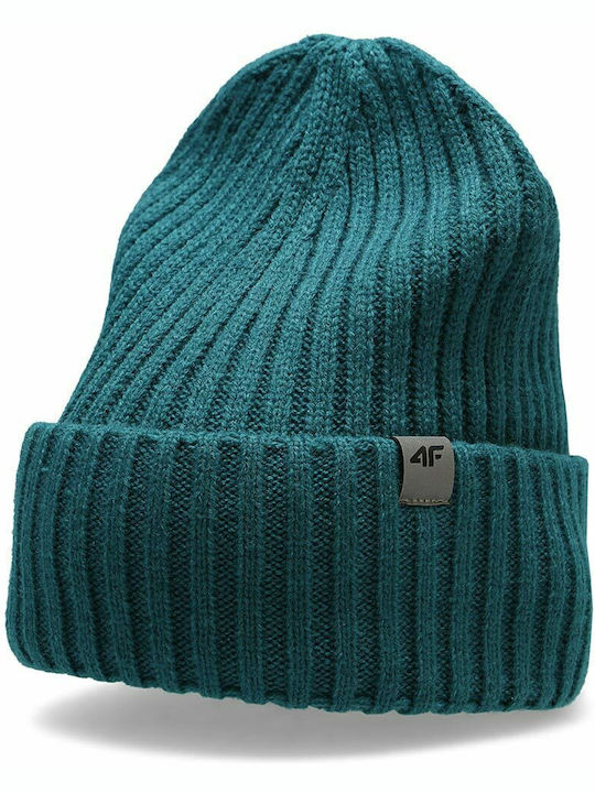 Beanie Ανδρικός Σκούφος με Rib Πλέξη σε Τιρκουάζ χρώμα