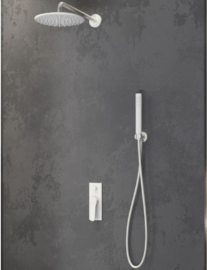 Karag Andare Built-in Mixer, Hand Shower & Shower Head Set for Shower 2 Exits White