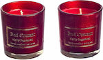 JK Home Decoration Christmas Glass Red Candle 2pcs