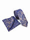 Legend Accessories Men's Tie Set Synthetic Printed In Navy Blue Colour