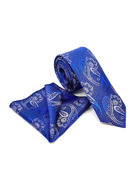 Legend Accessories Men's Tie Set Synthetic Printed In Blue Colour