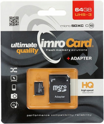 IMRO UHS Class10 + microSDXC 64GB Clasa 10 U3 UHS-III cu adaptor